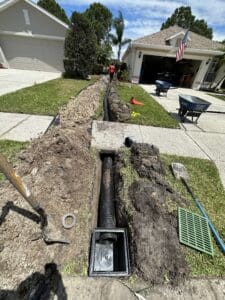 Drainage Services such as Channel Drains, French Drains, Dry Wells, and Yard Drains in Plant City & Tampa Florida