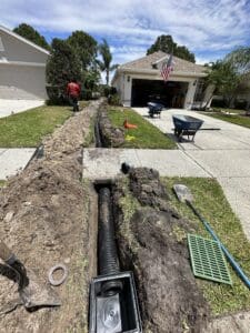 Drainage Services such as Channel Drains, French Drains, Dry Wells, and Yard Drains in Plant City & Tampa Florida